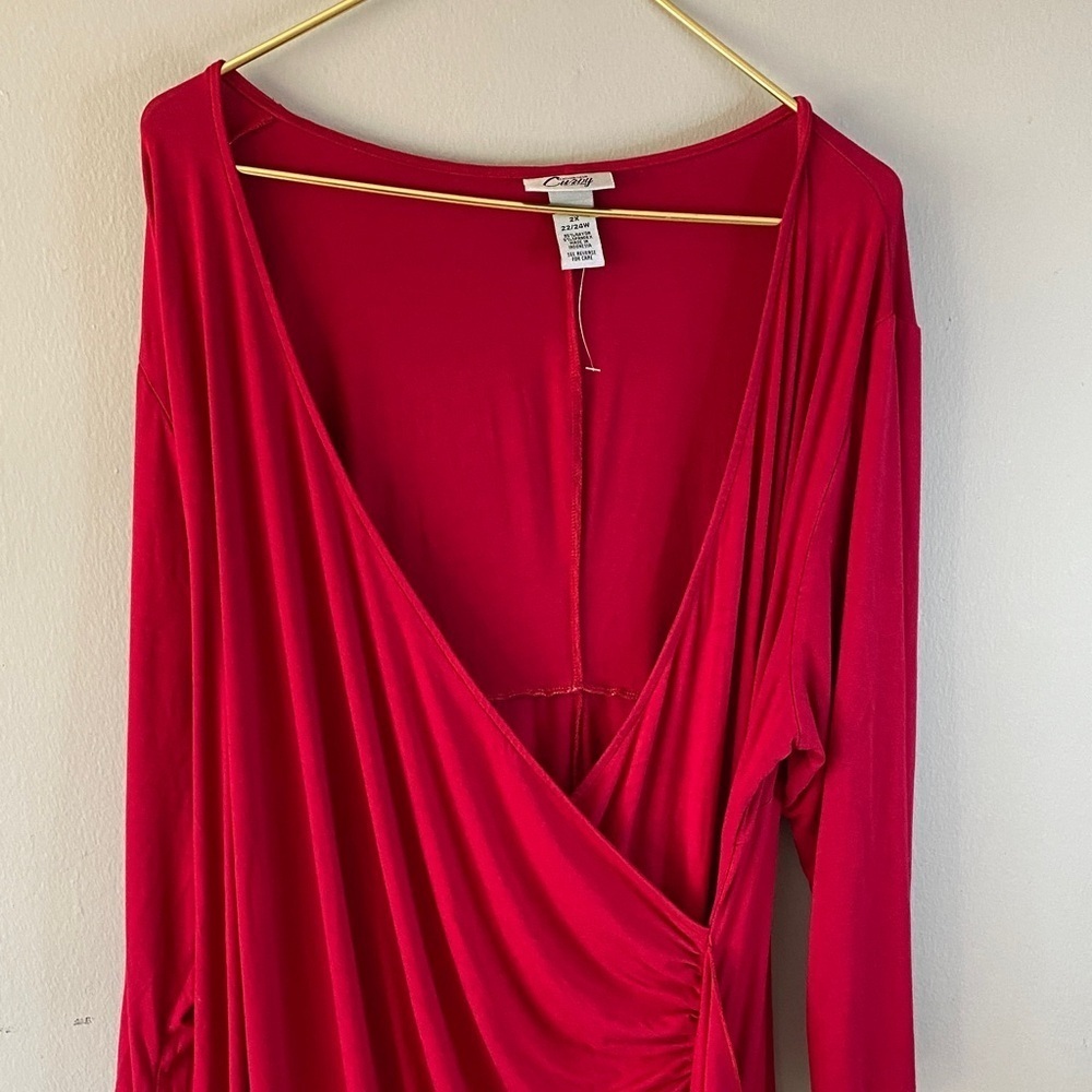 Fashion Nova Red Draped Long Sleeve Dress - Picture 6 of 10